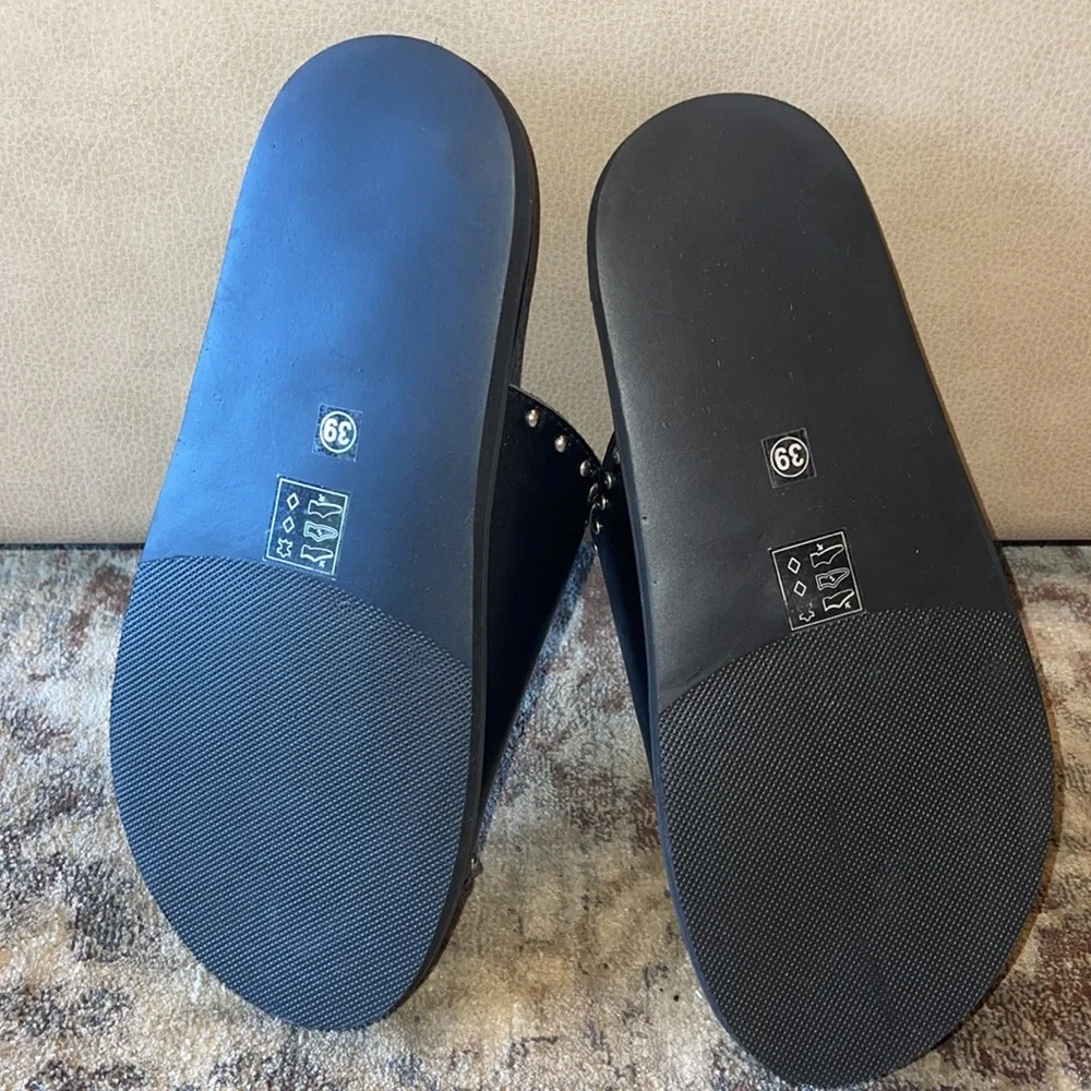 Schuh Treasure Leather Studded Slide Sandals - Picture 10 of 11